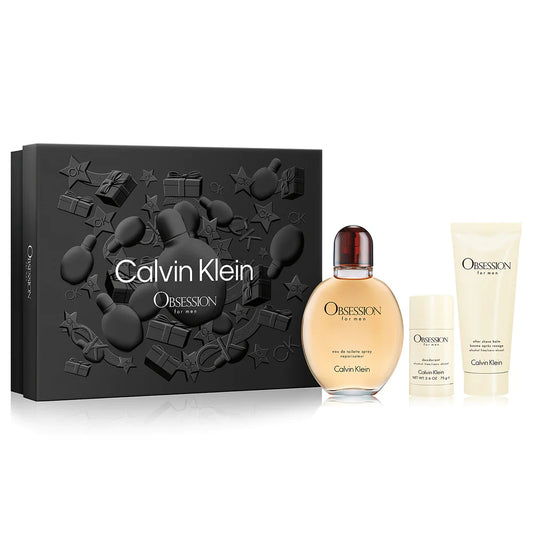 Calvin Klein | Obsession Gift Set 125ml EDT + 75ml Aftershave Balm + 75g Deodorant Stick - Glamour Bazaar